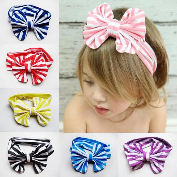 Haaraccessoires 3 stuks meisje boog hoofddeksels snoep kleurrijke streep strikvormige elastische hoofdbanden voor kinderen schoolmeisjes