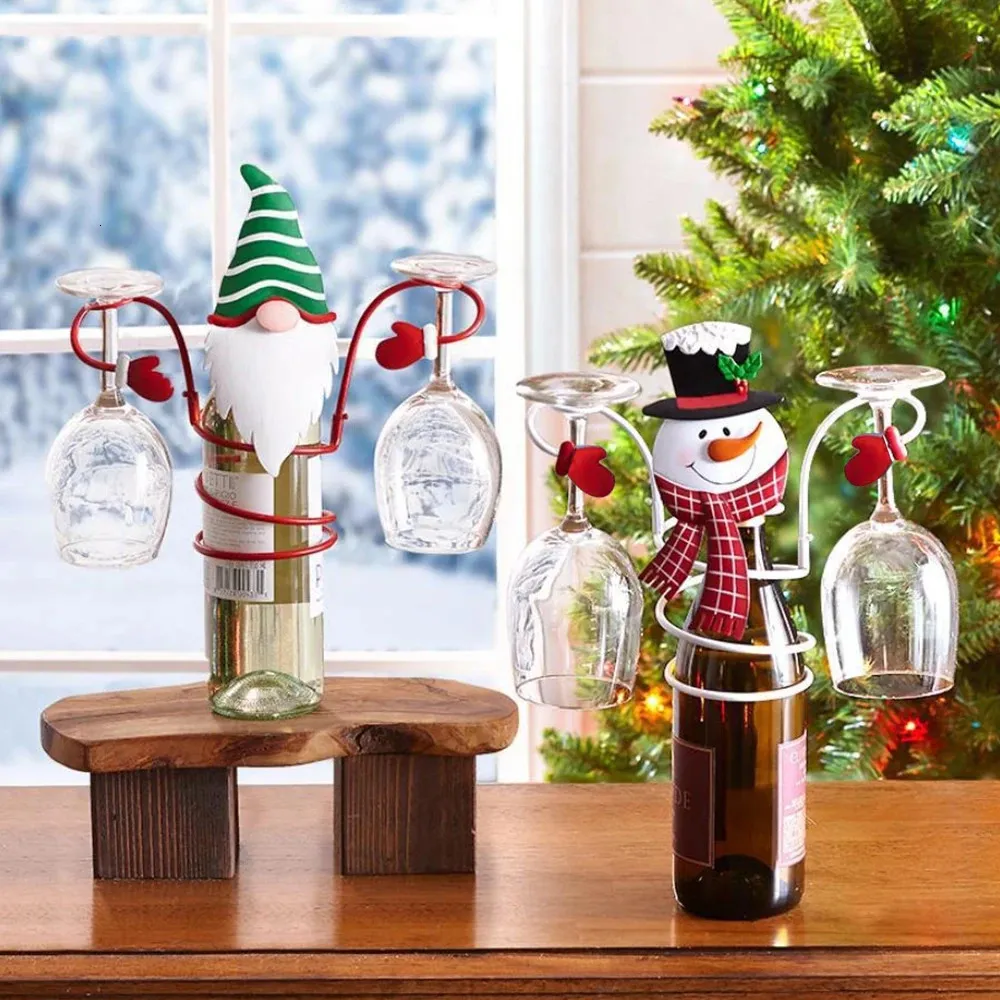 Tabletop Wine Racks 1pcs Christmas Bottle Glass Holders Xmas Themed Decoration 3 Types Optional for Bar Cellar Cabinet 231023