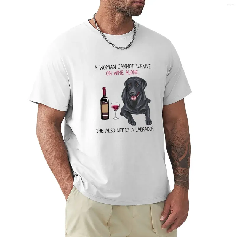 Herrpolos labrador och vin rolig hund t-shirt snabbtorkande svart t-skjortor designer skjorta män