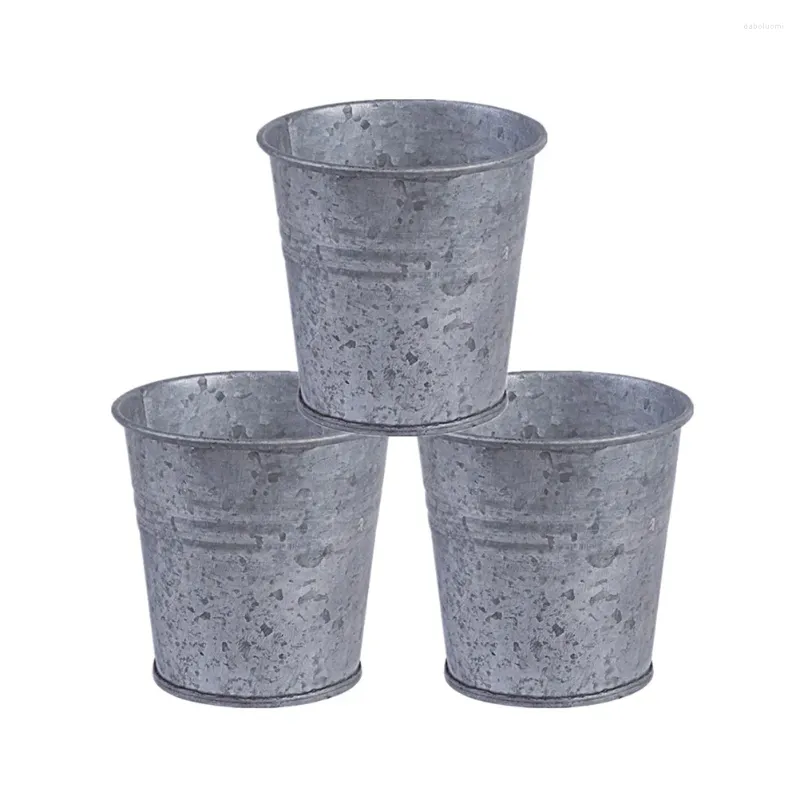 Vases 3 pièces étain Succulent Pot de fleur Pots durables rétro seaux de stockage Mini conteneur Vintage fer tambours fleurs décoration