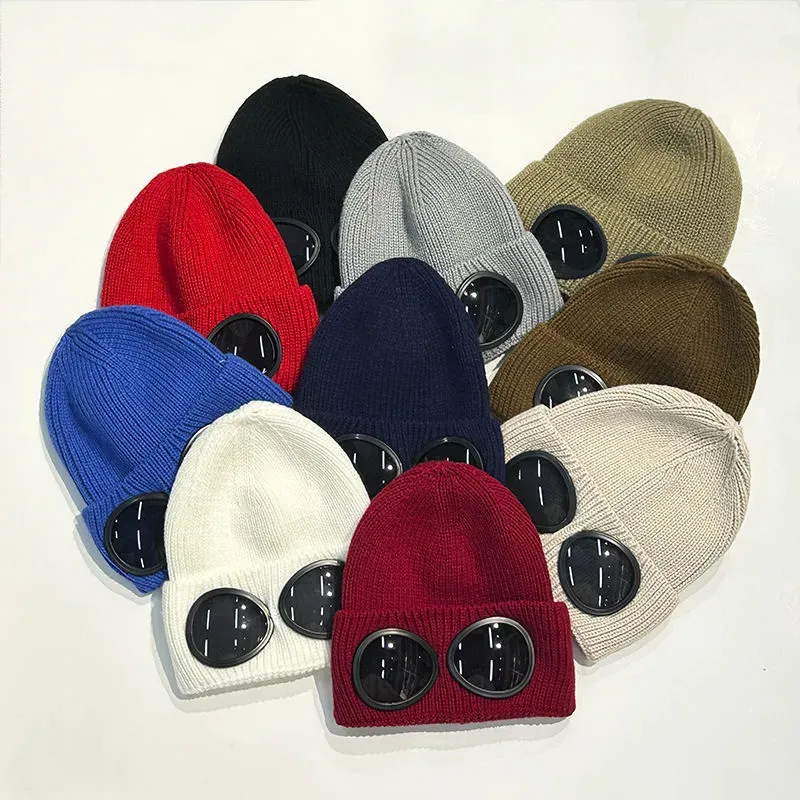 Designerhatt Två linsglasögon Beanies Män stickade hattar Skull Caps Outdoor Women Uniesex Winter Beanie Bonnet