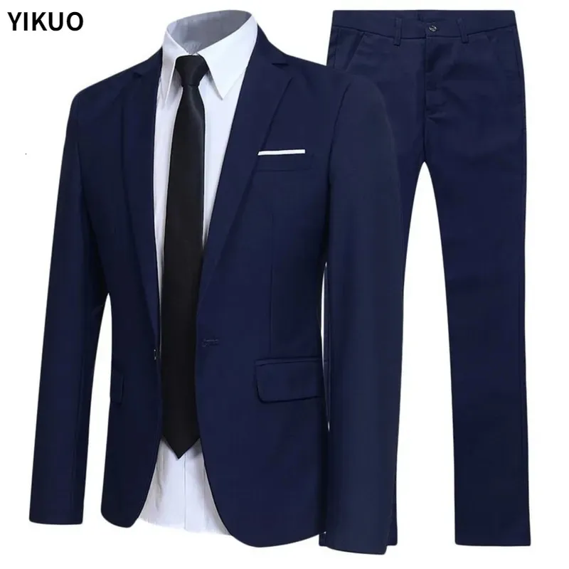 Mens Suits Blazers Men 2 Pieces Set Formal 3 Full Business Korean Pants Blue Coats Wedding Elegant Jackets Luxury 231023