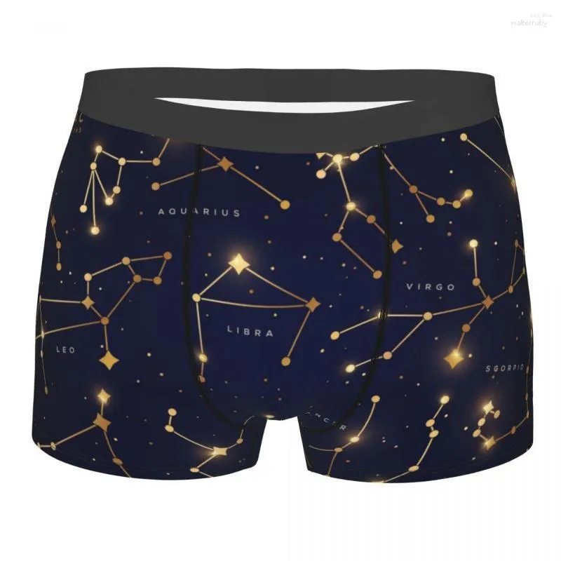Boxer pour hommes, Constellations du zodiaque, espace avec étoiles, culottes pour hommes, sous-vêtements respirants, slips Sexy