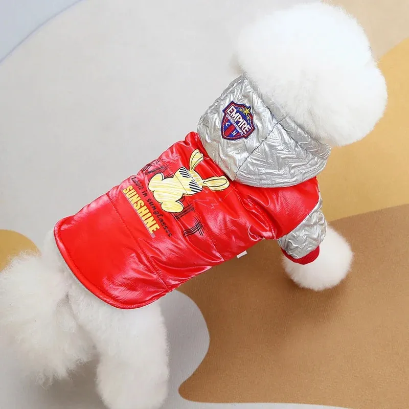 Appareils pour chiens imperméable Bling Bulldog français Costumes pour petits chiens moyens de chiens rouges verts hiver chauds chauds