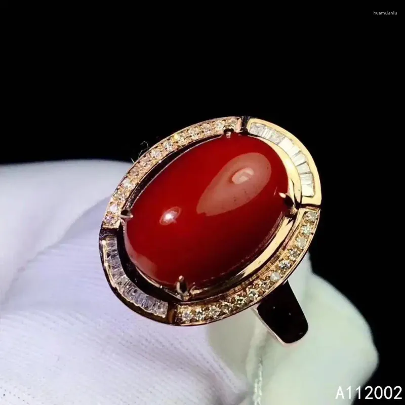 Anéis de cluster KJJEAXCMY Fine Jewelry Natural Red Coral 925 Sterling Silver Mulheres Ajustáveis Anel de Pedras Preciosas Suporte Teste Luxo Clássico