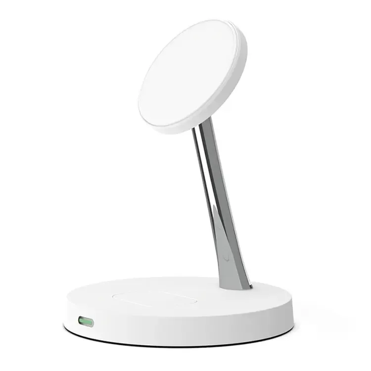 T269 15W Fast Charging Station med Night Light Magnetic Wireless Charger för iPhone / AirPods Pro (QI Certified) - White