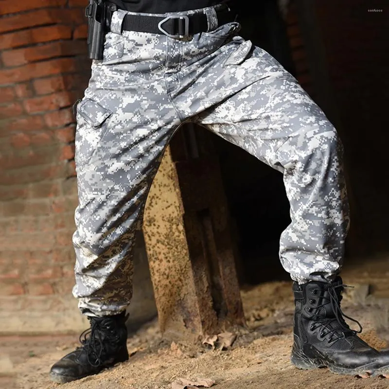 Av pantolon erkek taktik kargo kamuflaj askeri polar ordu savaş yürüyüş pantolon su geçirmez rüzgar zinciri softshell