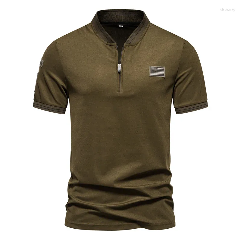 Polos pour hommes Polo d'été T-shirt Uniforme de combat Style régulier Manches courtes T-shirt solide