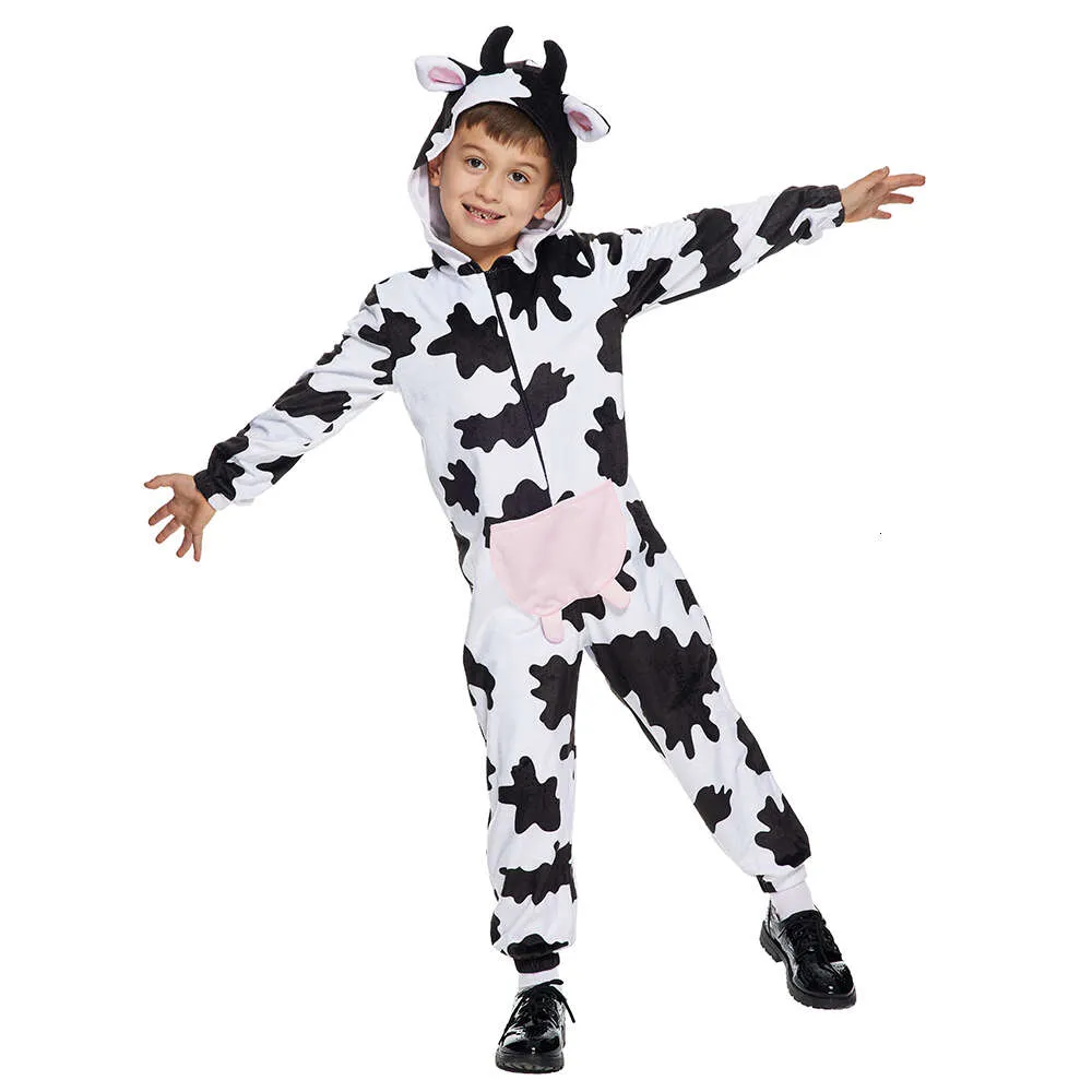 cosplay eraspooky halloween kostymer söta pamas för barn barn kor kostym huva unisex djur jumpsuits carnival hem klädkosplay