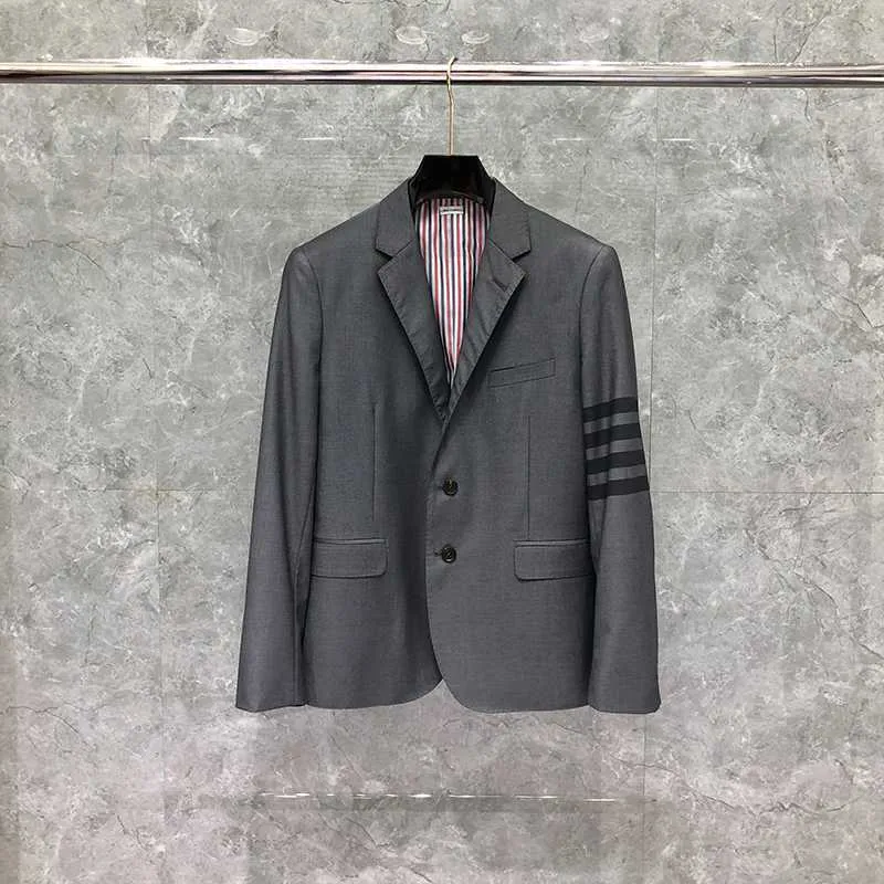 TB Thom Man New Formal Blazer Men British Castiral Suit Men's Jacket Springsingle Single Black Striped Wool Coat High Quality