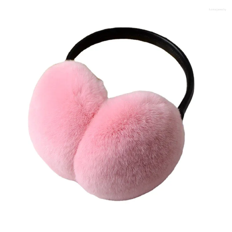 Berets 92831674 Fashion Men And Women Winter Accessories Rex Fur Ear Cover Warm Plush Earmuffs