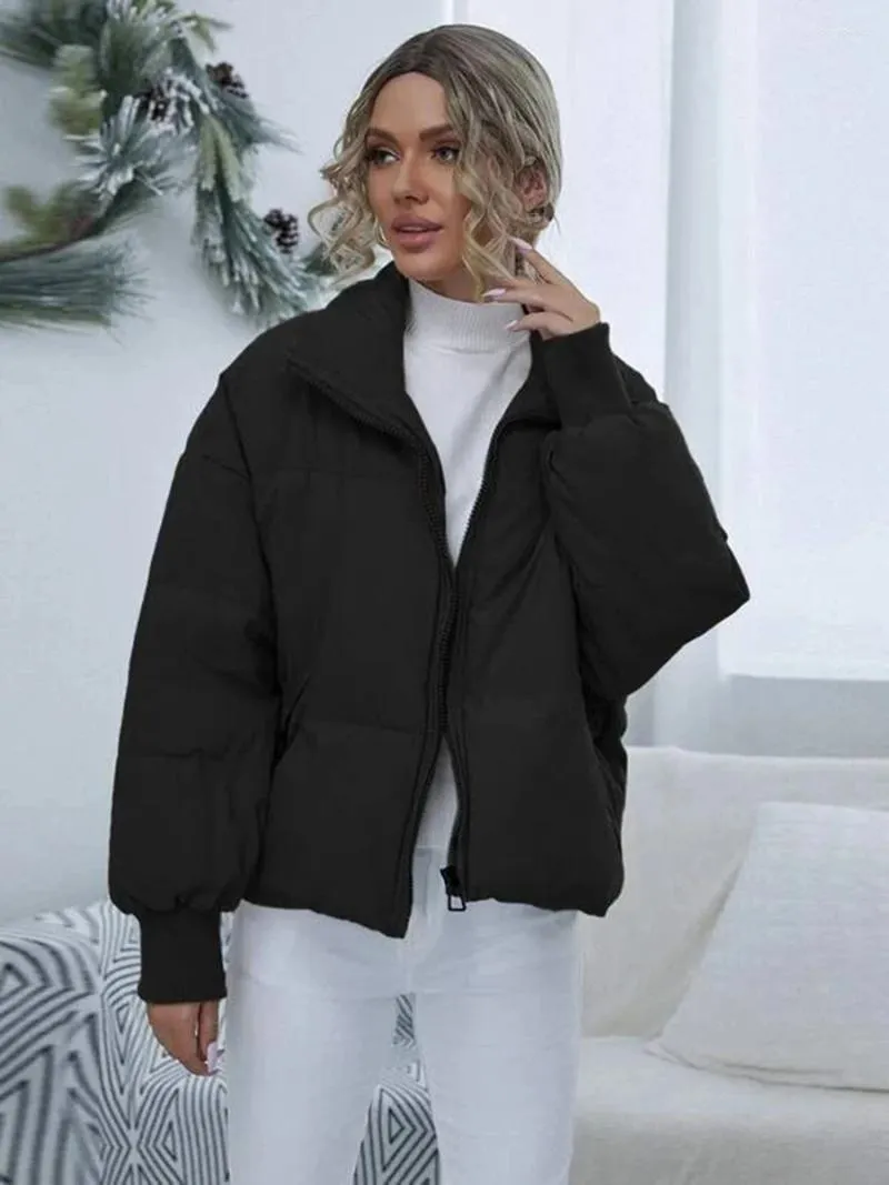 여자 트렌치 코트 여성 우아한 가을 겨울 따뜻한 두꺼운 파카 코트 패션 캐주얼 긴 슬리브 스탠드 칼라 지퍼 재킷