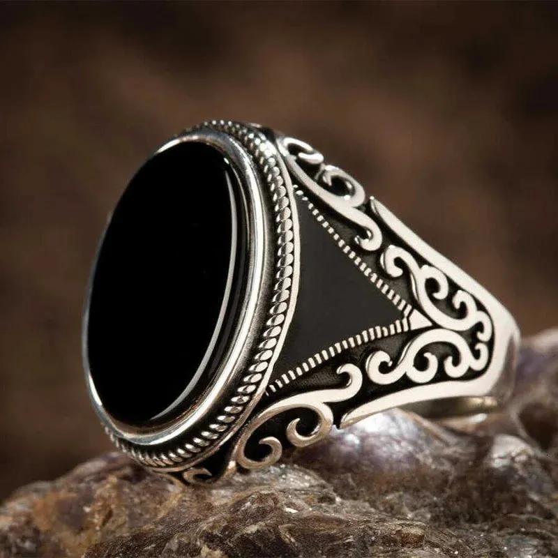 Retro Handmade Turkish Signet Damascus Mens Ring For Men Retro Handmade Turkish Signet Damascus Mens Ring For Men