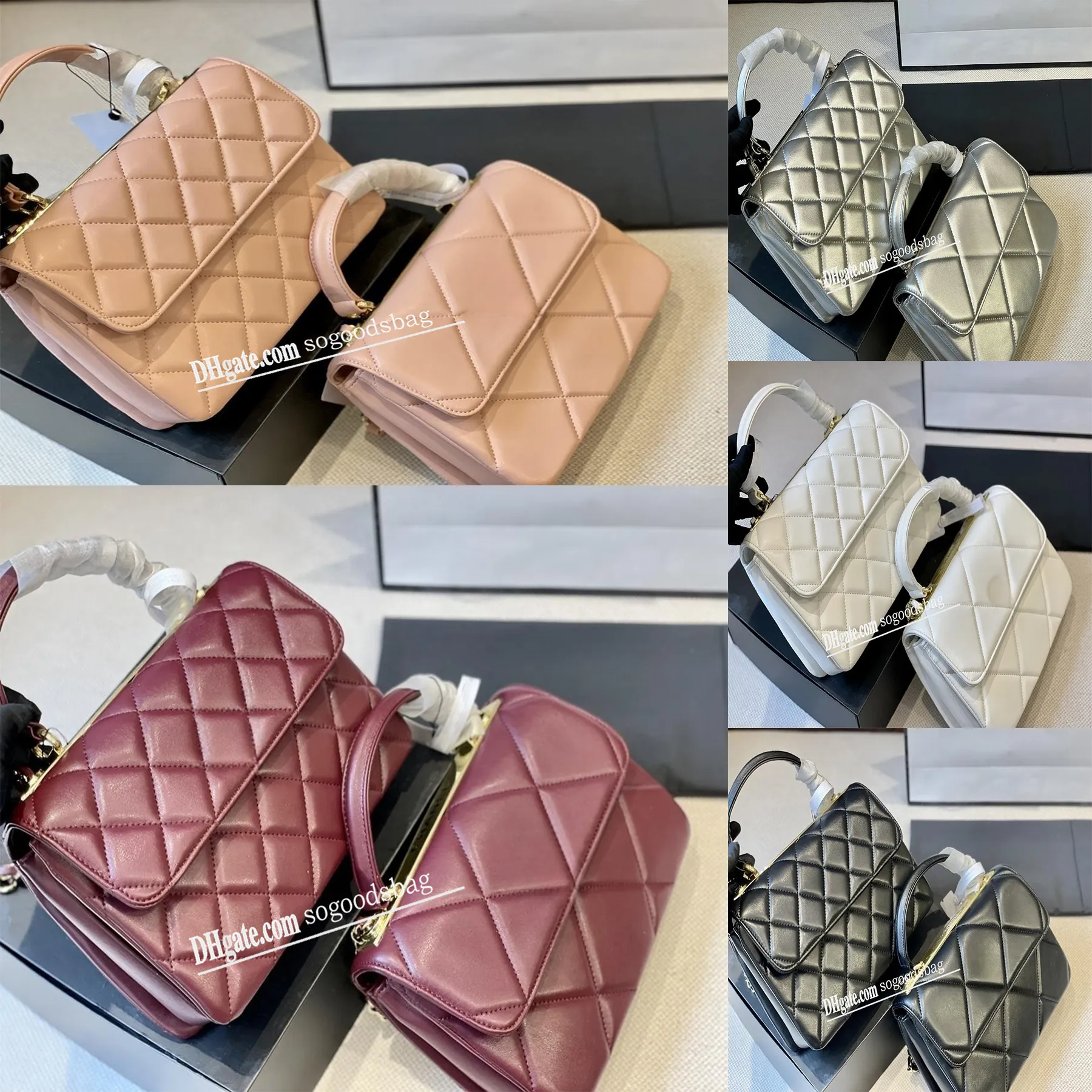 Quilted Leather Flap Shoulder Bag with Chain Handle Vintage Designer Crossbody Purse for Women Fashion Handbag