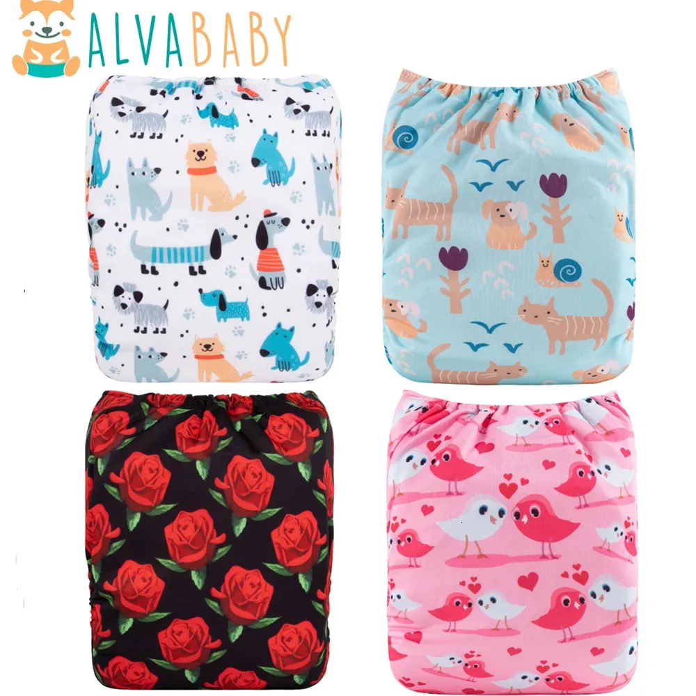 ALVABABY Reusable Ecoable Fitted Cloth Diaper With Microfiber Insert U Picked Adult Nappies For