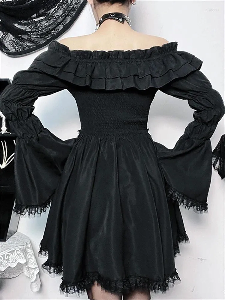 Black Gothic Lolita Dress - Sexy Corset A-Line Mini Dress, E Black Gothic Lolita Dress - Sexy Corset A-Line Mini Dress, E