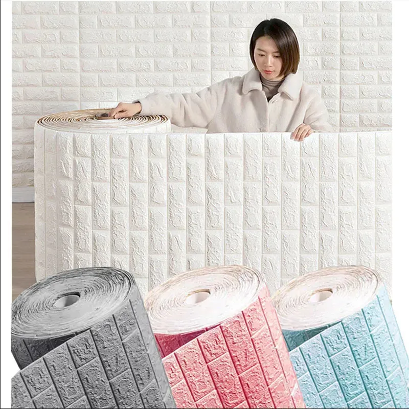 Wall Stickers 70cm1m 3D SelfAdhesive Wallpaper Continuous Waterproof Brick Living Room Bedroom Childrens Home Decoration 231023