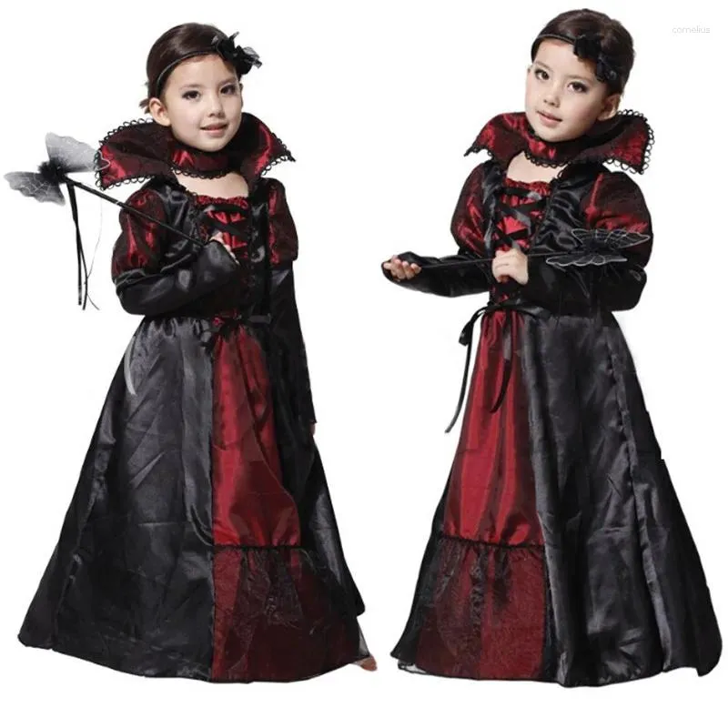 Themenkostüm Kinder Mädchen Gothic Vampir Purim Festival Kostüme für Kinder Weihnachten Prinzessin Cosplay Langes Karnevalspartykleid