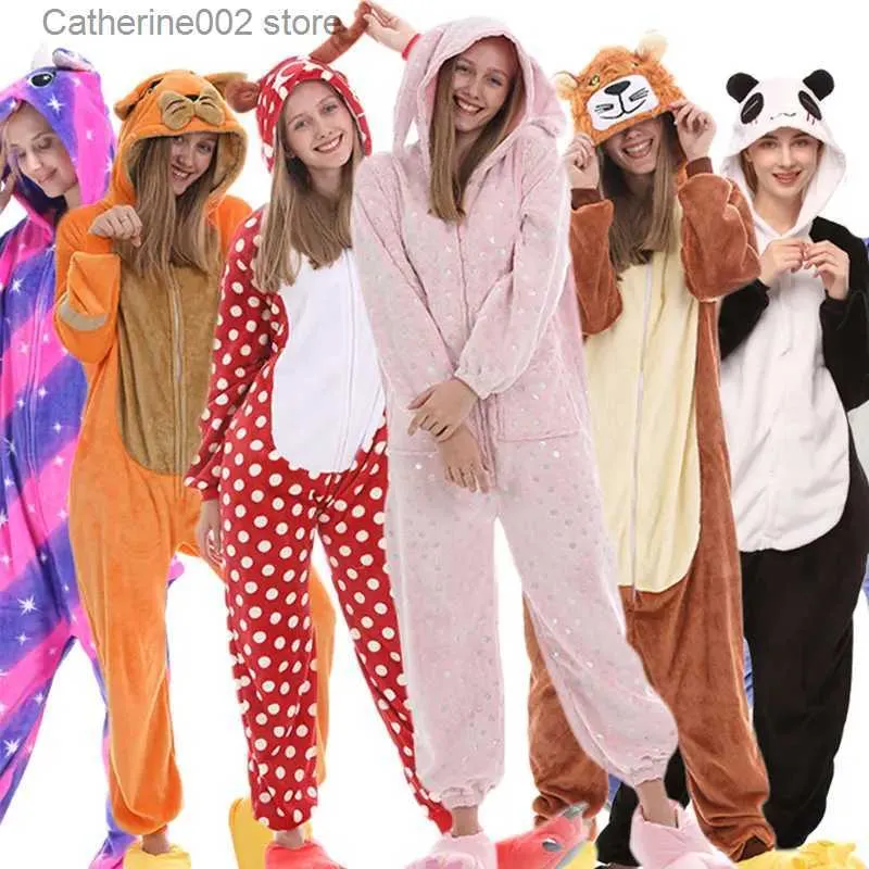 Women's Sleep Lounge Kigurumi jednorożca piżama nocne dorośli zwierzę zwierzęcia królik piżamę flanel flanel kota anime bejs kobiety jednorożce snu kombinezon t231024