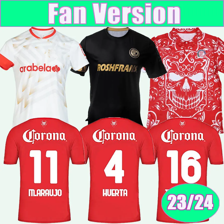 23 24 Deportivo Toluca Camisetas de fútbol para hombre M. ARAUJO J. ANGULO BAEZA Local Visitante Tercera edición especial Camiseta de fútbol Mangas cortas Uniformes