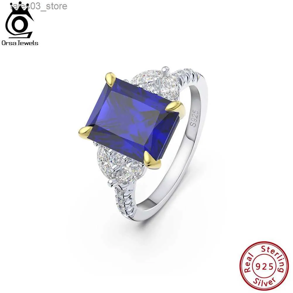 Fedi nuziali ORSA JEWELS Anelli con tanzanite creati per le donne Argento sterling 925 Elegante anello di fidanzamento con fede nuziale Gioielli LZR10 Q231024