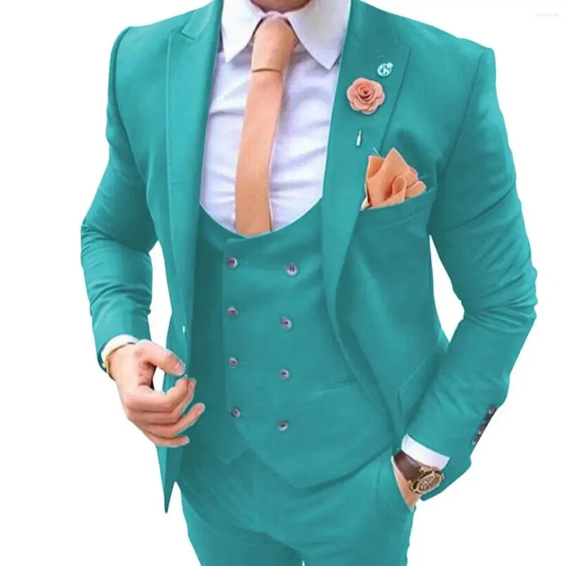 Ternos masculinos para casamento, slim fit, 3 peças, terno, colete, calças, baile, 2023, noivo, blazer