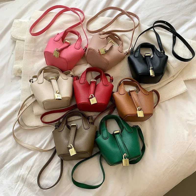Handbags Fashion Girl Coin Purse Handbag Children Wallet Small Cute Lock Kid Money Bag Shoulder Bag Metal Lock Bucket 231023