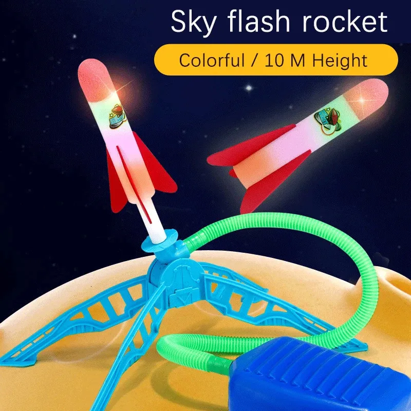 Sport Toys Children's Sports Toy Foot-Stepping Air Rocket Launcher Toys Outdoor Luminous Ejection Flying Flash Rocket Interactive 231023