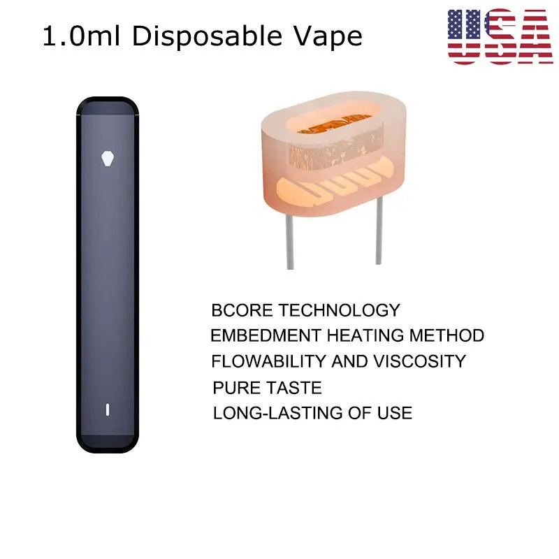 1.0ml Disposable Vape Pen 280mah Rechargeable Battery USA Warehouse