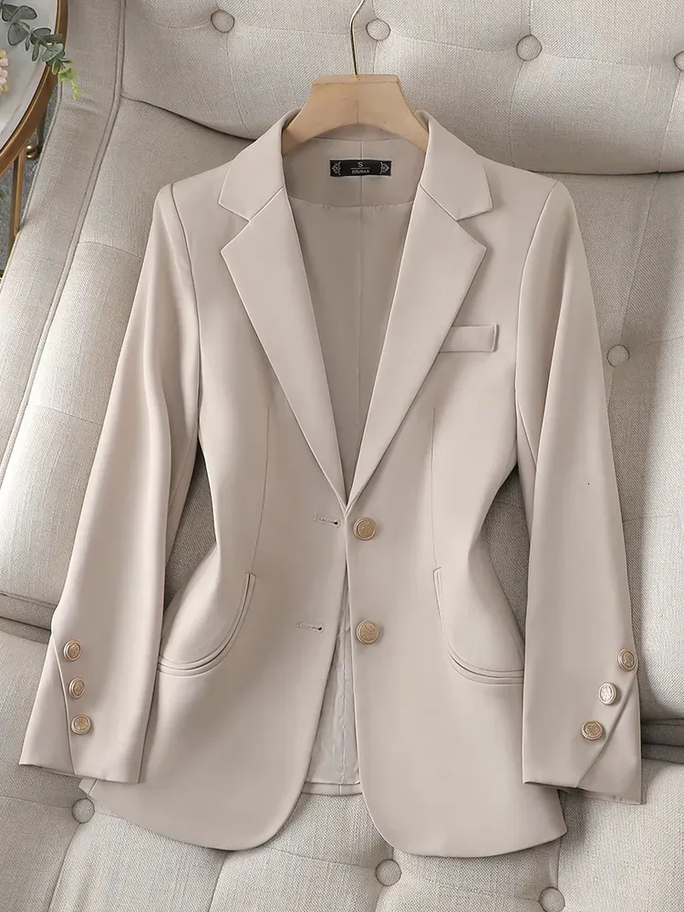 Costumes pour femmes Blazers femmes dames automne hiver vêtements d'extérieur formel Blazer Beige femme à manches longues simple boutonnage solide vêtements de travail veste Coat231023