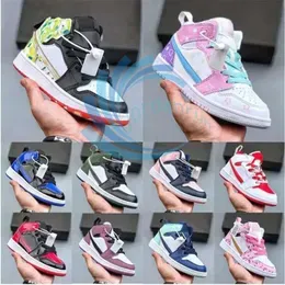 2024 New kids shoes Boys 1s Kids Basketball Shoes Jumpman 1 Shoe Children Black Mid High Sneaker  Designer Blue Trainers Baby Kid Youth Toddler