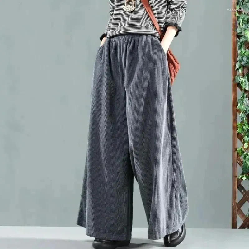 Женские брюки Большой размер 5xl Varturoy Culotte Vintage Backgy Womens Широкие панталоны для ног мамы высокой талию прямые спортивные штаны E80