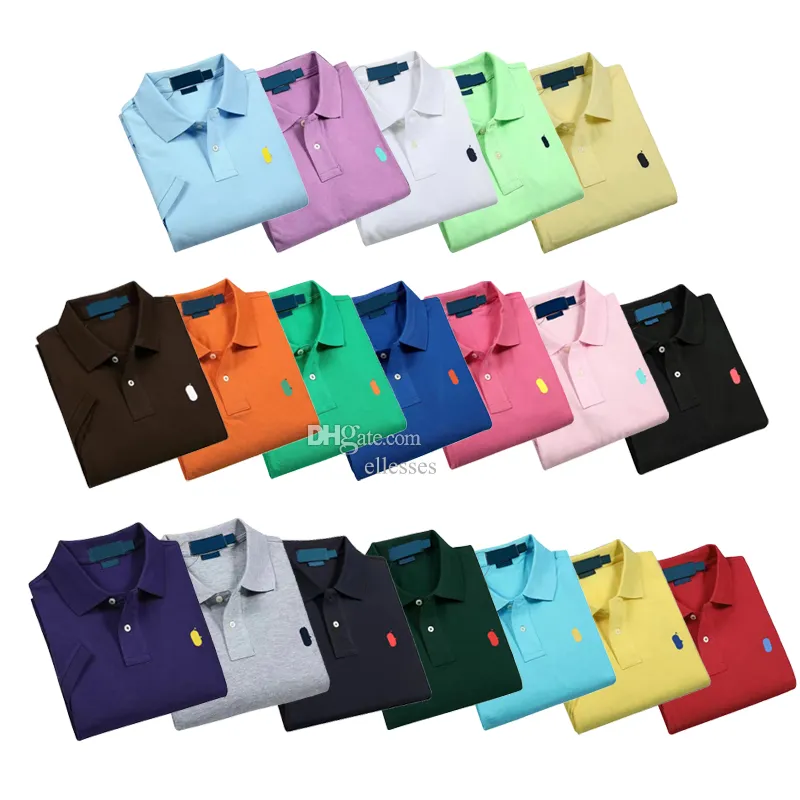 Polos bordados Marcas masculinas Polo Ralph Homens Casual Manga de algodão Business Chest Letter Roupas Shorts Manga Grandes e Pequenos Cavalos Laurens Roupas Tamanho XS-XXL