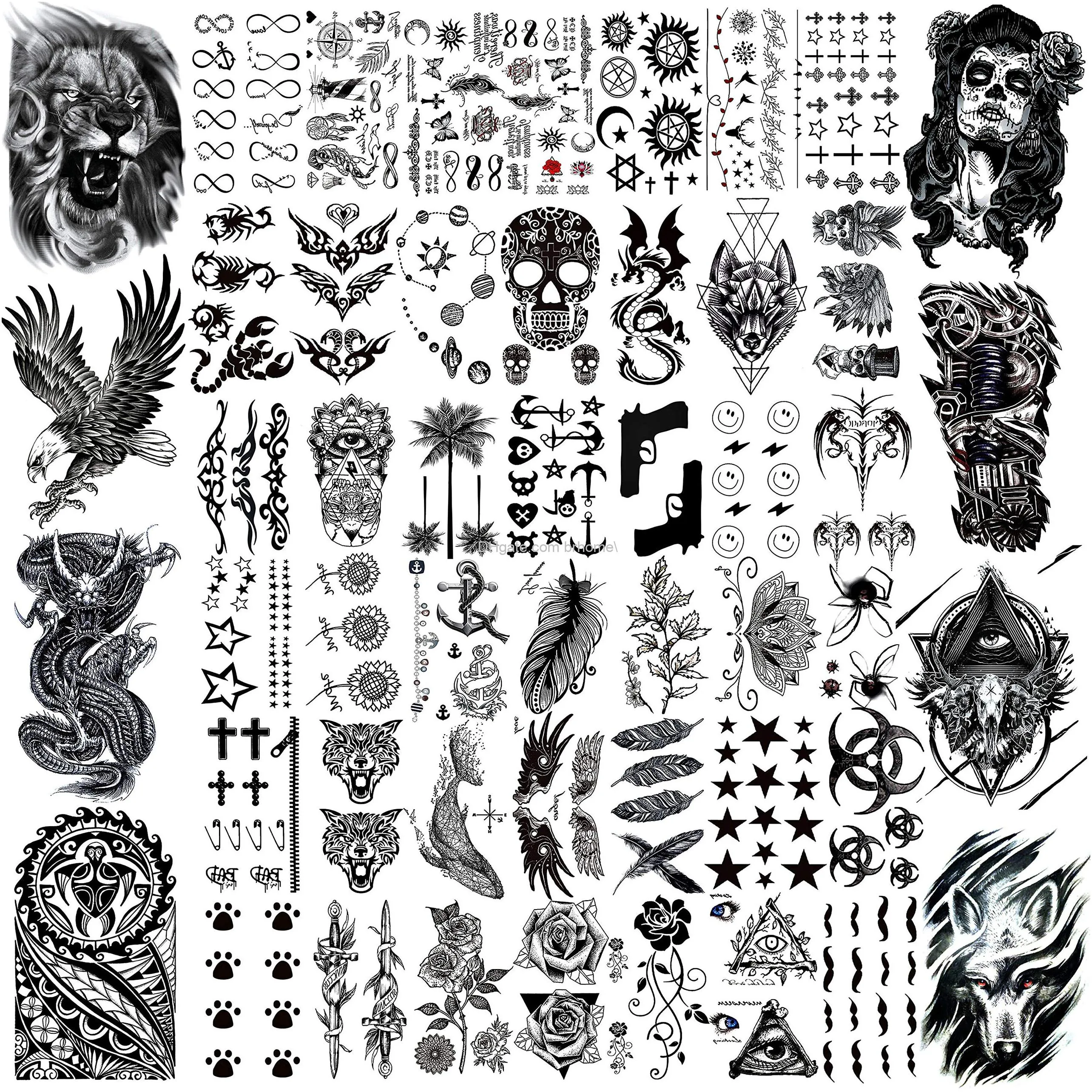 20 Sheets Black Tiny Temporary Tattoo, Hands Face Tattoo Sticker for Men  Women