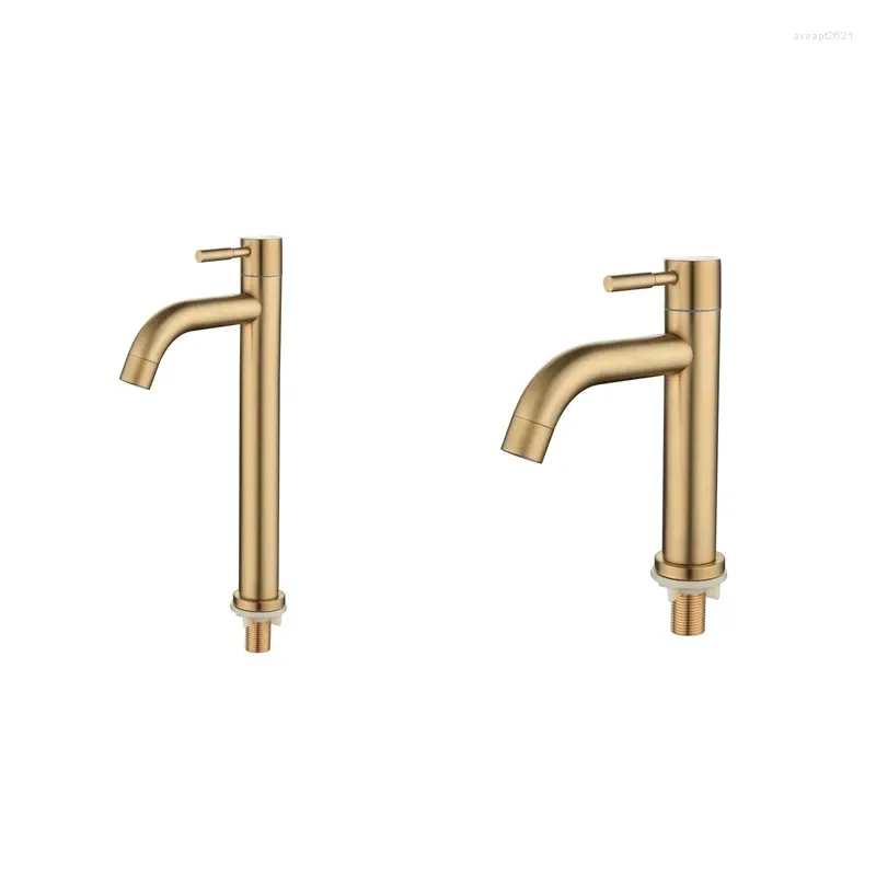 Rubinetti per lavandino del bagno Spazzola Rubinetto singolo per lavabo freddo oro Miscelatore materiale 304 Rubinetto per lavaggio acqua