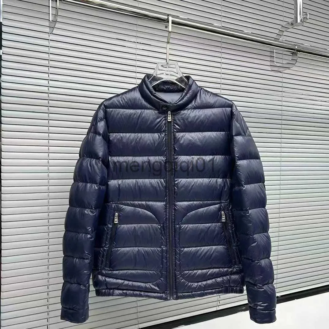 Men's Down Parkas Down jacket men's bright face large pocket standing collar navy black gray men's coat 2023 new winter casual top J231024