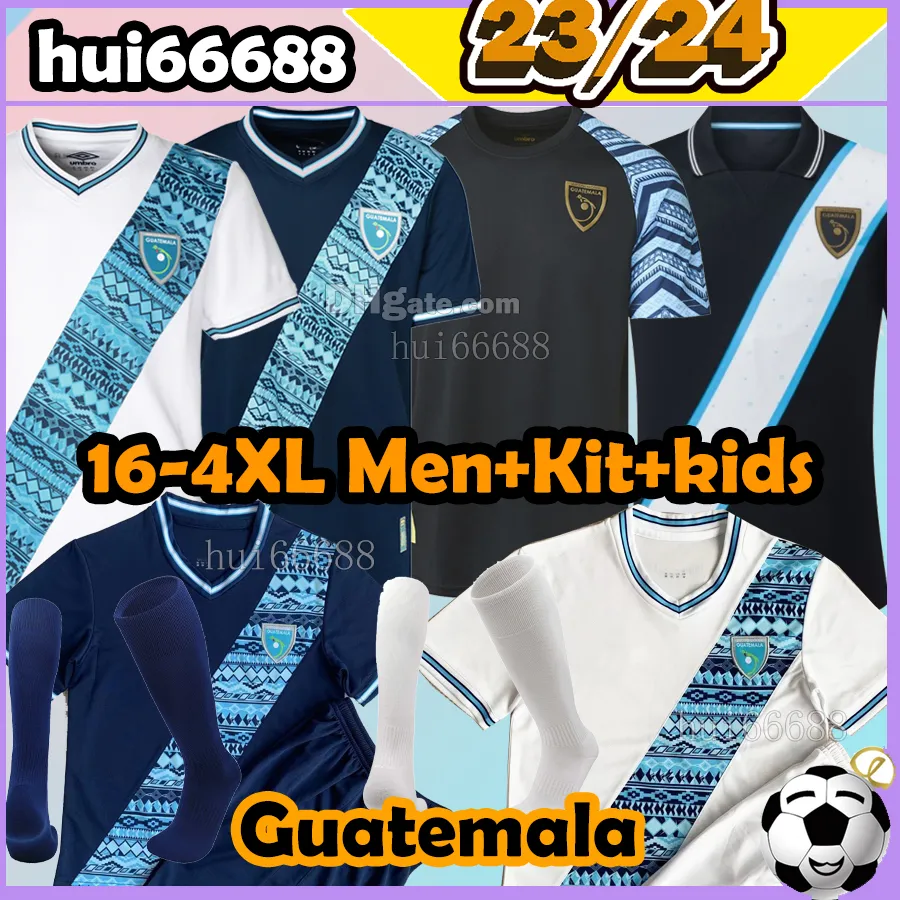 16-4XL 23/24 Maillots de football de l'équipe nationale du Guatemala 2023 2024 LOM OSCAR SANTIS ANTONIO LOPEZ RUBIN Accueil Blanc Bleu Bleu Hommes Football Version thaïlandaise Uniforme à manches courtes