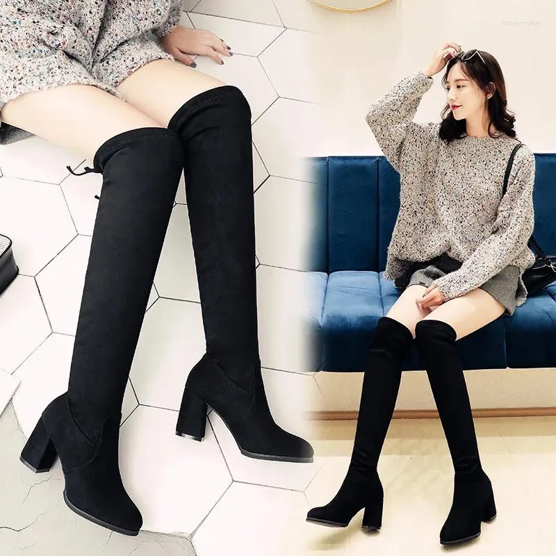 Boots Women Out-the-Knee Stretch Cont Long Long Socks عارضة أسود مثير منصة ملهى ليلي منصة الخريف