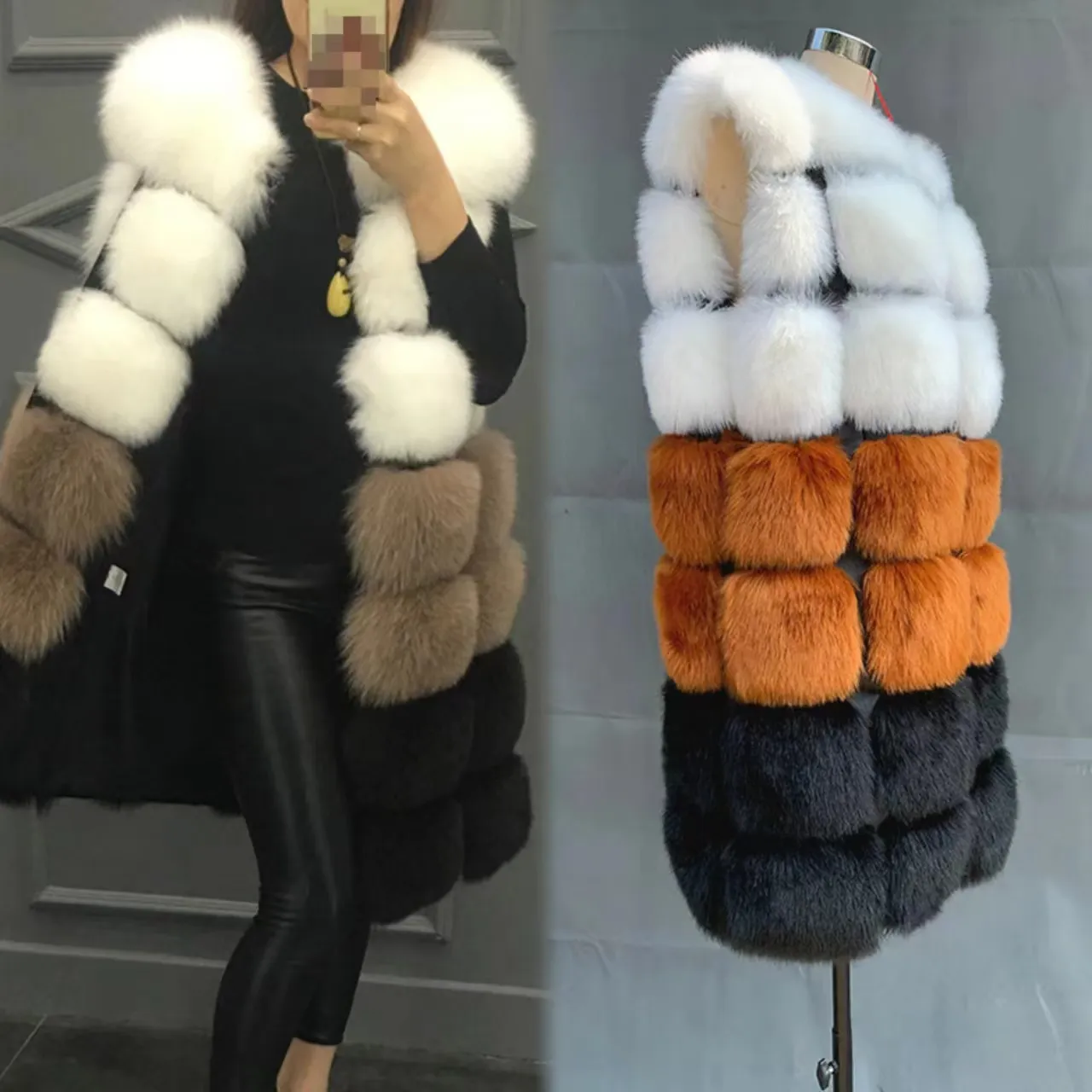 Kvinnor Winter Fur Coats New Fashion Fall Coat Womens High Imitation Päls Vest Jackor Jackor Medium-Long-Style Women Faux Coat kläder