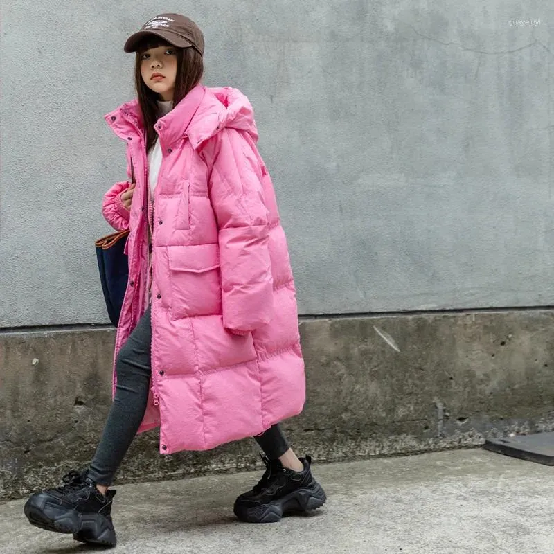 Manteau en duvet pour enfants, veste longue au-dessus du genou, vêtements d'hiver épais en canard blanc pour bébés filles, tenue mère-fille