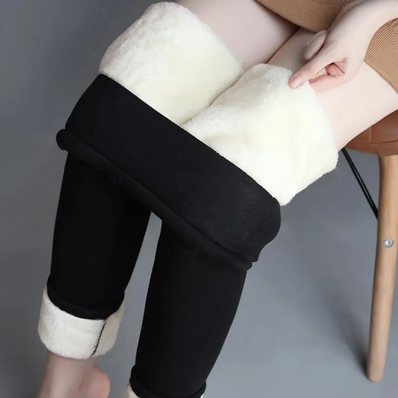 Kvinnors leggings 2023 vinterkvinnor tjockare varm tjock sammet fleece byxor hög midja kvinnliga termiska leggins kalla resistenta