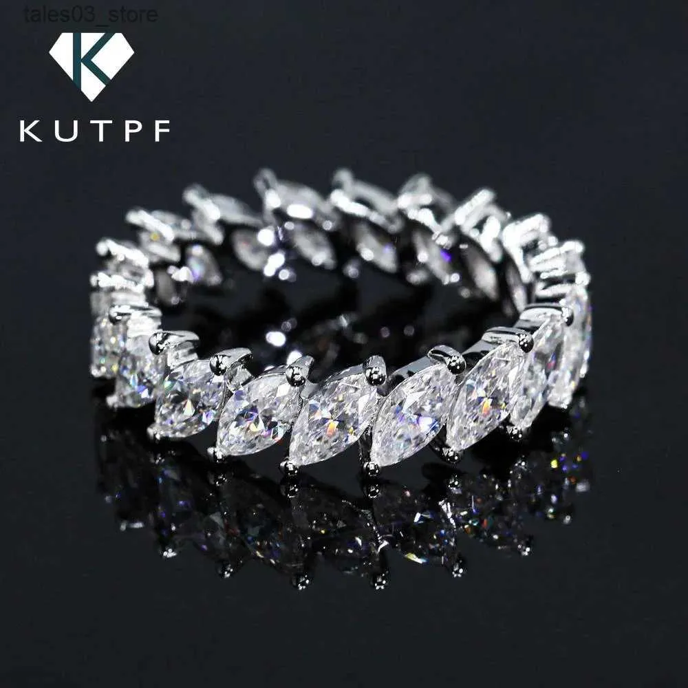 Wedding Rings Marquise Cut Moissanite Rings Band for Women Men 925 Sterling Silver D Color Diamond Promise Wedding Ring with Gra Certificate Q231024