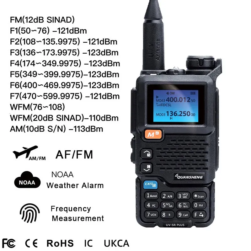 Talkie-walkie Quansheng UV5Rplus talkie-walkie bande complète aviation portable extérieur automatique à un bouton correspondance de fréquence aller sur la route tr 231023