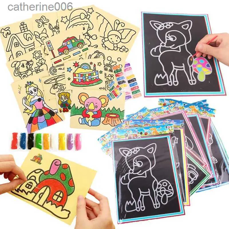 Andere Spielzeuge 20 Stück / 10 Stück Magic Scratch Art Doodle Pad Sand Malkarten Frühes pädagogisches Lernen Kreatives Zeichenspielzeug für KinderL231024