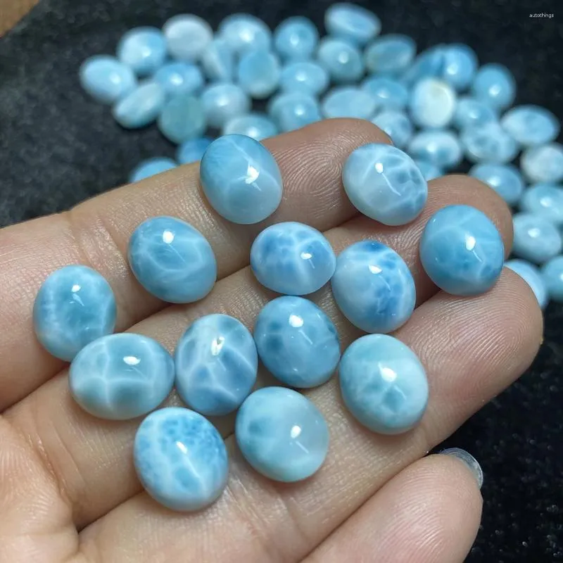 Vendita all'ingrosso di pietre preziose cabochon ovali larimar naturali con diamanti sciolti 4x6 mm