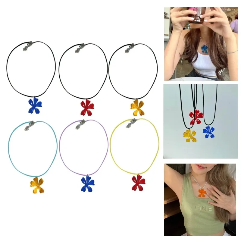 Anhänger Halsketten 6 Stile Acryl Schlüsselbein Ketten Blume Geformt Mehrfarbig Transparent Elegante Choker Zubehör Dropship