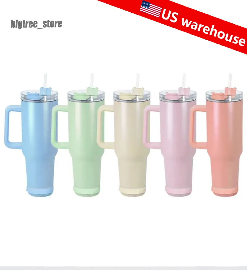 US Warehouse 40oz Sublimation Tumbler مع Bluetooth Speaker Blanks Cup Music Cup White Travel Mug Straight Smart Lovable Plansely بكميات كبيرة مع القش