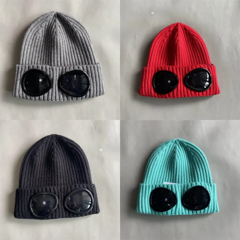 Warme bril designer hoed winter wollen muts winddichte motorkap voor mannen en vrouwen buiten paar zachte bril schedelkappen trendy geribbelde gebreide gorra hj02