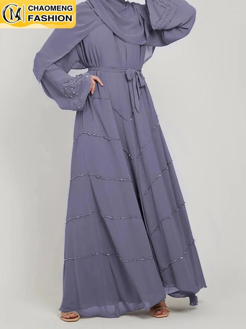 Roupas étnicas Chaomeng Eid Mubarak Abaya Dubai Turquia Kaftan Islam Muçulmano para Mulheres Kimono Ramadan Modest Robe Femme Caftan Marocain