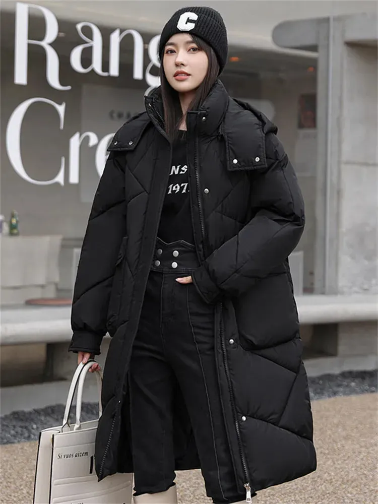 Kvinnor Down Parkas Cotton Coat Kvinnor Bra kläder Lågt pris till försäljning Autumn Winter Fashion Långt tjock värme Lös huvmantel 231023